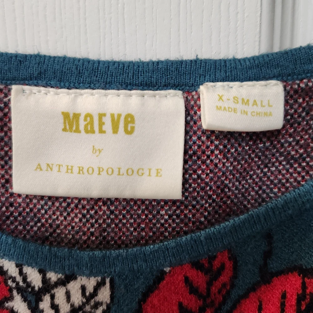 Maeve Anthropologie Allison Poppy Floral Short Sleeve Sweater Dress XS - Picture 5 of 7